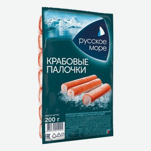 Палочки крабовые Русское море пастеризованные замороженные, 200 г