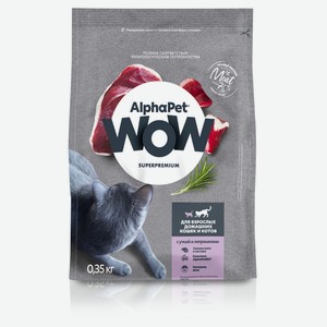 Сухой Сухой корм для кошек AlphaPet WOW утка и потрошки, 350 г