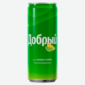 Напиток 330мл Добрый со вкусом Лимон-Лайм сильногазированный ж/б
