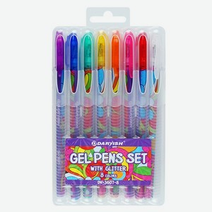 Ручки гелевые Darvish с блестками для творчества и письма цветные 8 шт