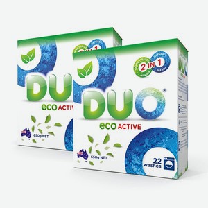Стиральный порошок DUO ECO ACTIVE автомат универсальный гипоаллергенный ЭКОлогичный - 2 пачки по 650 г 44 стирки