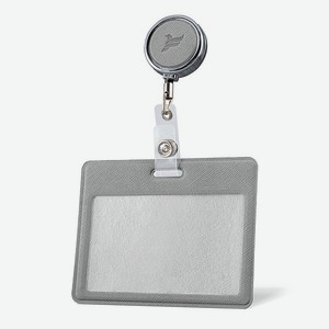 Держатель для бейджа Flexpocket с металлическим ретрактором горизонтальный светло-серый