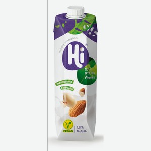 Молоко растительное 1л Hi с миндалем 1,8% тетра-пак