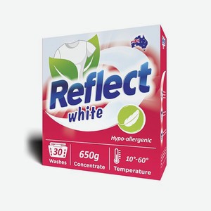 Стиральный порошок Reflect WHITE гипоаллергенный ЭКОлогичный концентрированный для белого белья 650 г 30 стирок