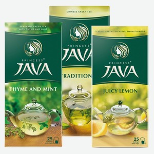 Чай «Java» зеленый: Сочный Лимон, Чабрец и мята, Традиционный; 25 пакетиков