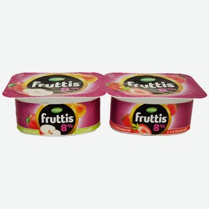 Продукт йогуртный 115г Fruttis с клубникой /с яблоком и грушей 8% п/ст