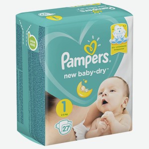 Подгузники 27 шт Pampers Active Baby ( 1 ) Newborn 2-5 кг м/уп