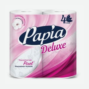 Туалетная бумага Папиа Делюкс белая 4сл, 4шт