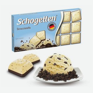 Шоколад Schogetten Straciatella темный и белый с кусочками какао, 100 г