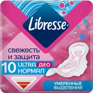 Прокладки Libresse Свежесть и защита Ultra Део Нормал, 10 шт.