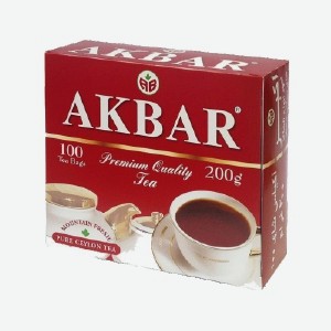 Чай  Акбар , черный цейлон красно-белая серия, граф грей черный с ароматом бергамота, 100 пак