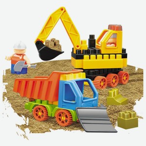 Конструктор Bauer «Набор с кинетическим песком» с бульдозером и грузовиком 53 детали
