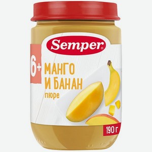 Пюре Semper манго-банан 190г с 6месяцев