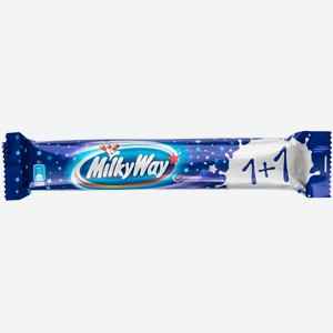 Milky Way 1+1 шоколадный батончик с суфле, 52г