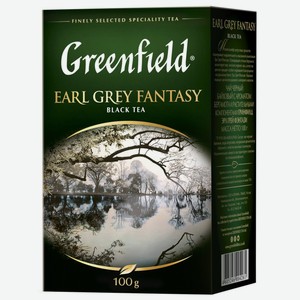 Чай черный GREENFIELD Earl grey fantasy с ароматом бергамота листовой к/уп, Россия, 100 г