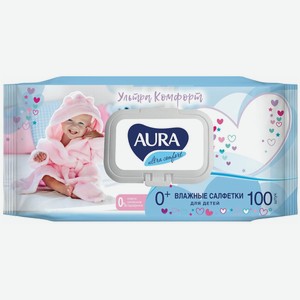 Aura Ultra Comfort Влажные салфетки для детей с алоэ и витамином Е 100 шт