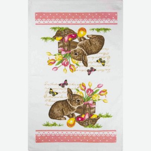 Полотенце кухонное велюровое Wellness Крош цвет: светло-коричневый/розовый/жёлтый, 38×63 см