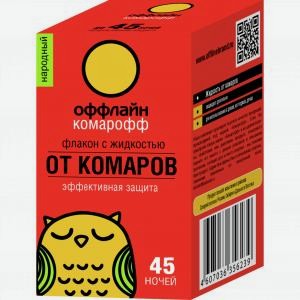 Жидкость КОМАРОФФ Оффлайн народный, 45 ночей, без запаха, 0.03л