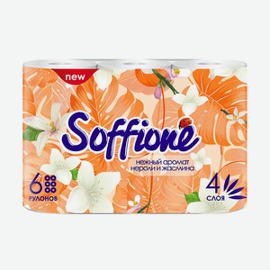 Туалетная бумага  Velvet Jasmine , Soffione, 4 слоя, 6 рулонов