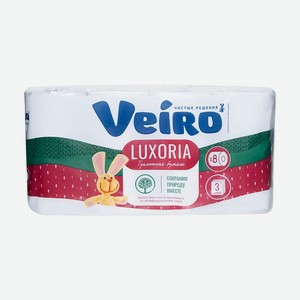 Бумага туалетная  Luxoria , Veiro, 3 слоя, 8 рулонов