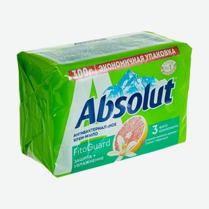 Мыло антибактериальное, Absolut, 300 г (4х75 г), в ассортименте