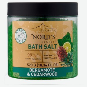 Соль для ванн NORD S SECRET тонизирующая с Эфирным Маслом Бергамот и Кедр, 520 г