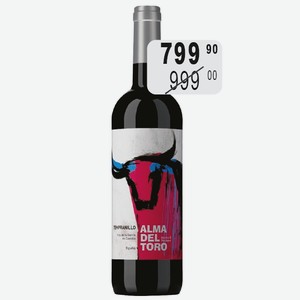 Вино Альма дель Торо Темпранильо крас.сух. 13% 0,75л выдерж. 3 мес. в дубе