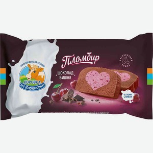 Мороженое пломбир Коровка из Кореновки двухслойное шоколадное и с вишней 15%, 200 г