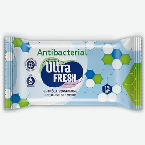 Влажные салфетки 15 шт Ultra Fresh Antibacterial м/уп