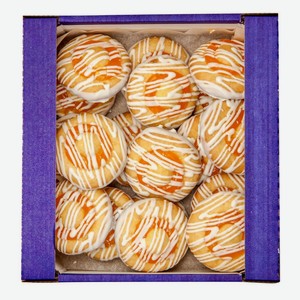 Печенье Добрые печеньки Печенюш Абрикосыч бисквитное в белой глазури, 400 г