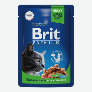 Влажный корм Brit Premium цыпленок в соусе для стерилизованных кошек