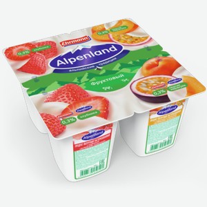 Продукт йогуртный АЛЬПЕНЛЭНД клубника, персик, маракуйя 0.3%, 0.095кг