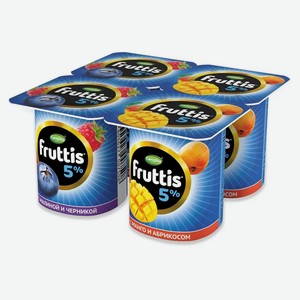 Йогуртный продукт Fruttis малина черника/абрикос манго 5%, 115 г