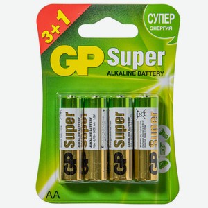 Батарейки GP Super, AA   алкалиновые, 4 шт