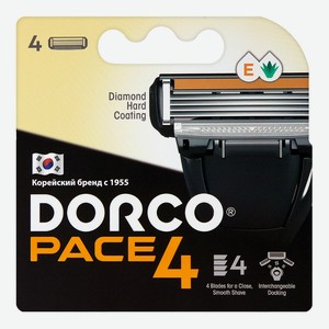 Кассеты сменные для бритья Dorco Pace 4 NEW c 4-мя лезвиями, мужские, 4 шт