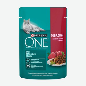 Корм для взрослых кошек, Purina One, говядина/морковь, 75 г