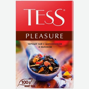 Чай Tess Pleasure чёрный с шиповником и яблоком листовой