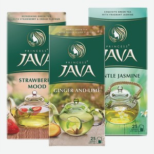 Чай «Принцесса Ява» зеленый: клубничное настроение, нежный жасмин, имбирь и лайм; 25 пакетиков