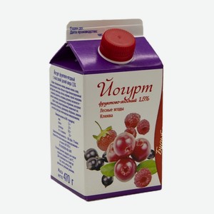 Йогурт питьевой Вологодский МК фруктово-ягодный Лесные ягоды-Клюква 1.5%, 470 г, тетрапак