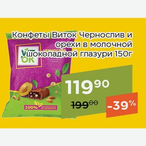 Конфеты Виток Чернослив и орехи в молочной шоколадной глазури 150г