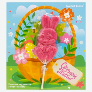 Карамель леденцовая Sweet Ness Пасхальный кролик со вкусом малины открытка, 24 г