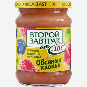 Десерт <Второй завтрак от АВС> яблоко/малина/черника/овсяные хлопья 250г ст/б Беларусь