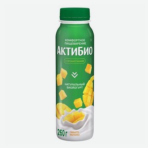 Биойогурт питьевой Актибио манго-яблоко 1,5% 260 г