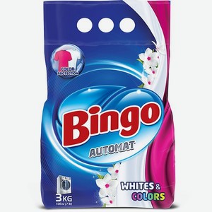 Стиральный порошок Bingo Автомат WHITES COLORS для белого и цветного белья 3 кг
