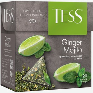 Чай зеленый Tess Ginger Мojito в пирамидках 20 шт, 36 г