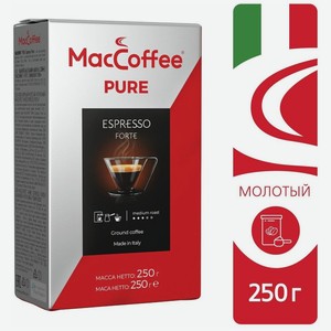 Кофе молотый MacCoffee Pure Espresso Forte натуральный жареный брикет, 250 г 