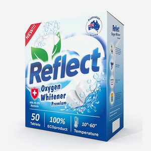 Отбеливатель Oxygen Whitener Reflect Premium для стирки светлого и белого белья экологичный кислородный без хлора 50 таблеток