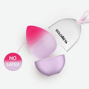 Спонж SOLOMEYA косметический для макияжа меняющий цвет Purple-pink в упаковке-яйцо
