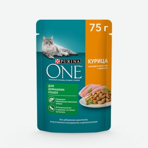 Влажный корм Purina ONE® для домашних кошек, с курицей и морковью, Пауч