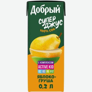 Сок Добрый Яблоко-груша для детей с 5 месяцев, 0,2 л